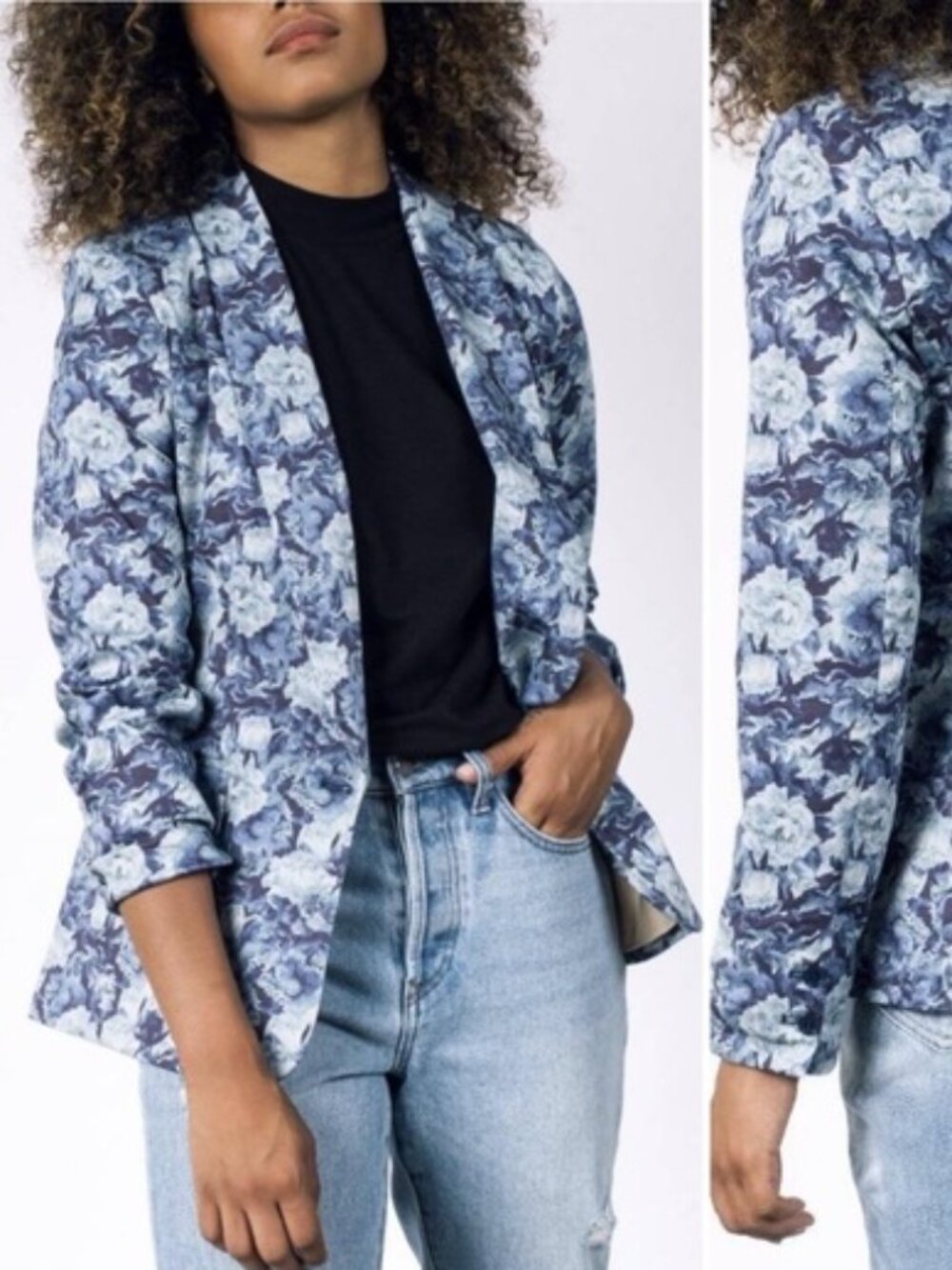 Wildfang Blue Floral Empower Blazer